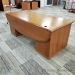Medium Maple Executive Desk w/ Bow Front Extension w/ Credenza